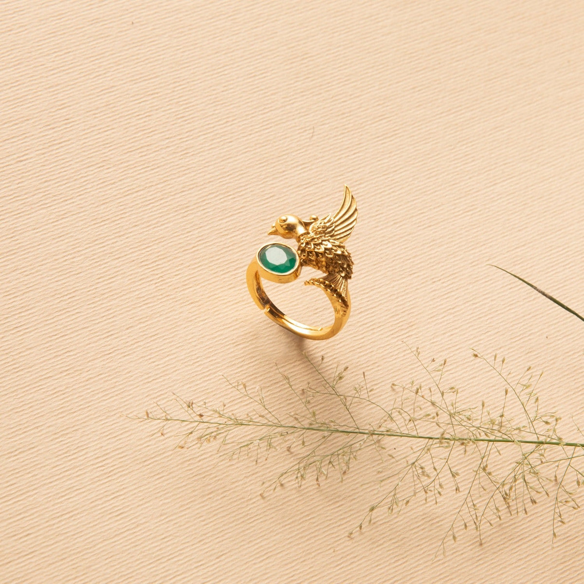 Finger Ring Vihangana Antique Gold Finish Silver Finger Ring