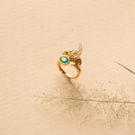 Finger Ring Vihangana Antique Gold Finish Silver Finger Ring