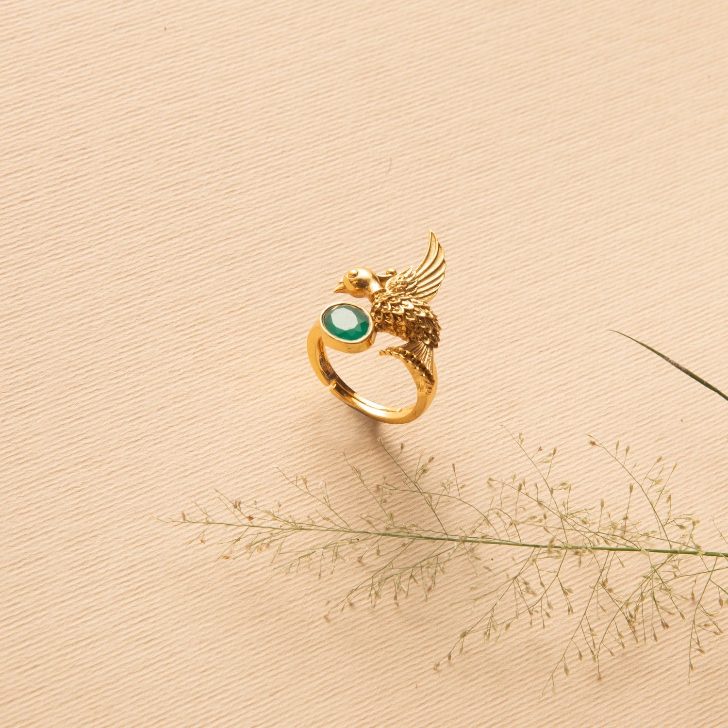 Finger Ring Vihangana Antique Gold Finish Silver Finger Ring