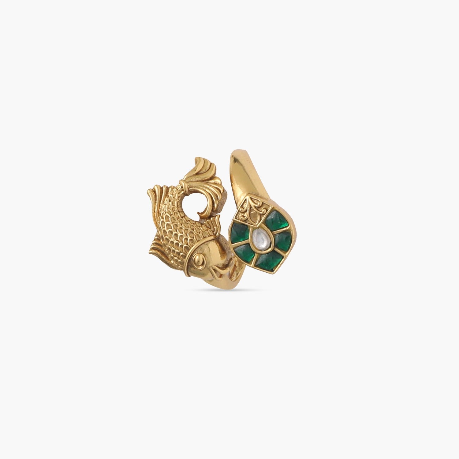 Finger Ring Meena Kavya Antique Gold Finish Silver Finger Ring