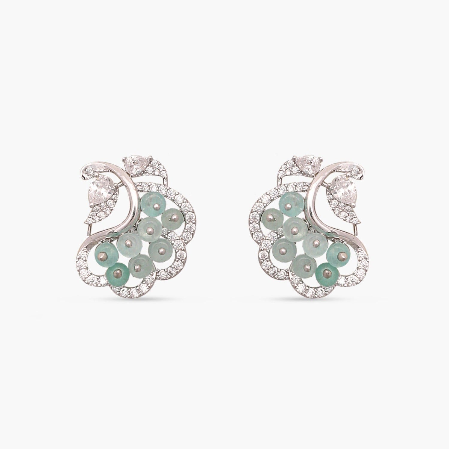 Botanic CZ Silver Stud Earrings