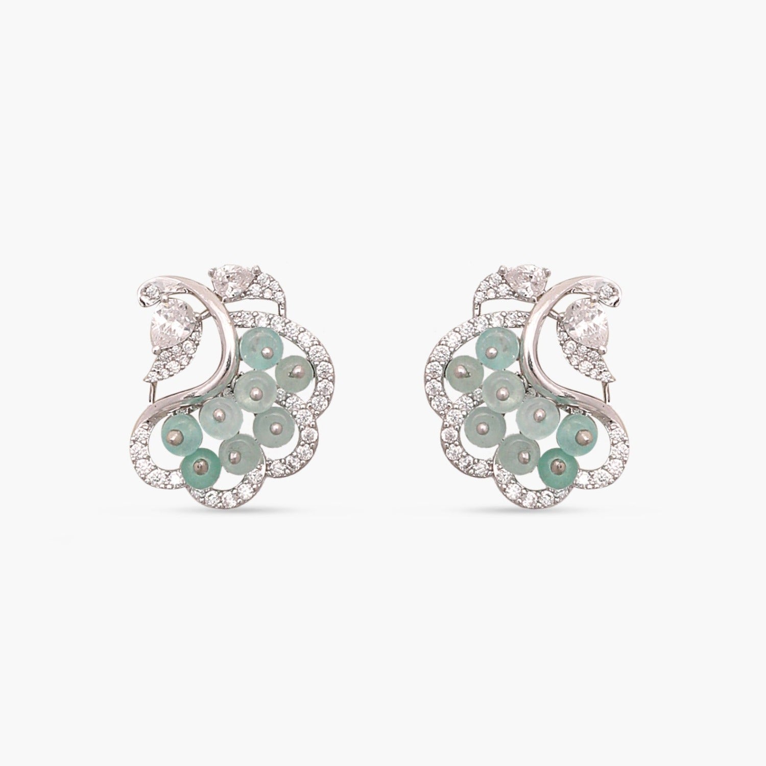 Earrings Botanic CZ Silver Stud Earrings