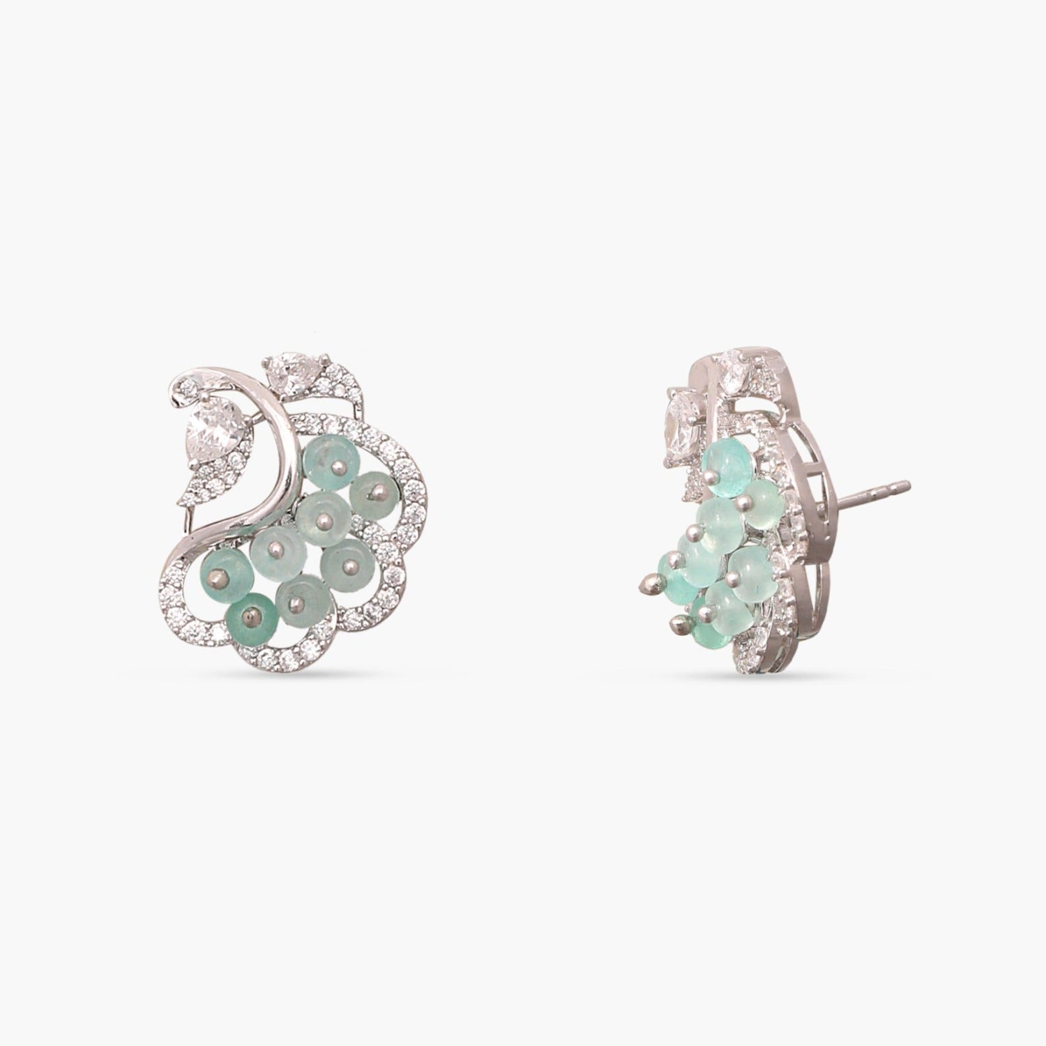 Botanic CZ Silver Stud Earrings