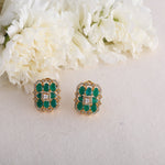 Earrings Square Floral CZ Silver Stud Earrings