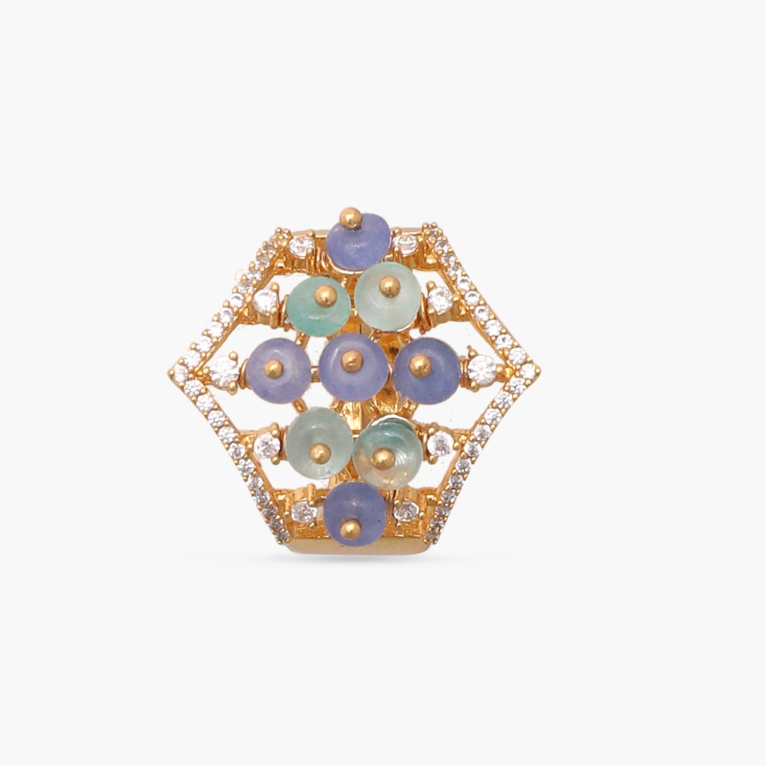 Simple Floral CZ Silver Finger Ring