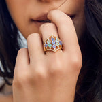 Simple Floral CZ Silver Finger Ring