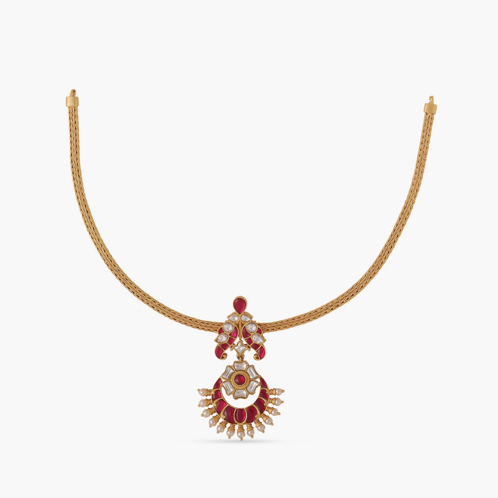 Parampara Kempu Jadau Silver Hasli Necklace