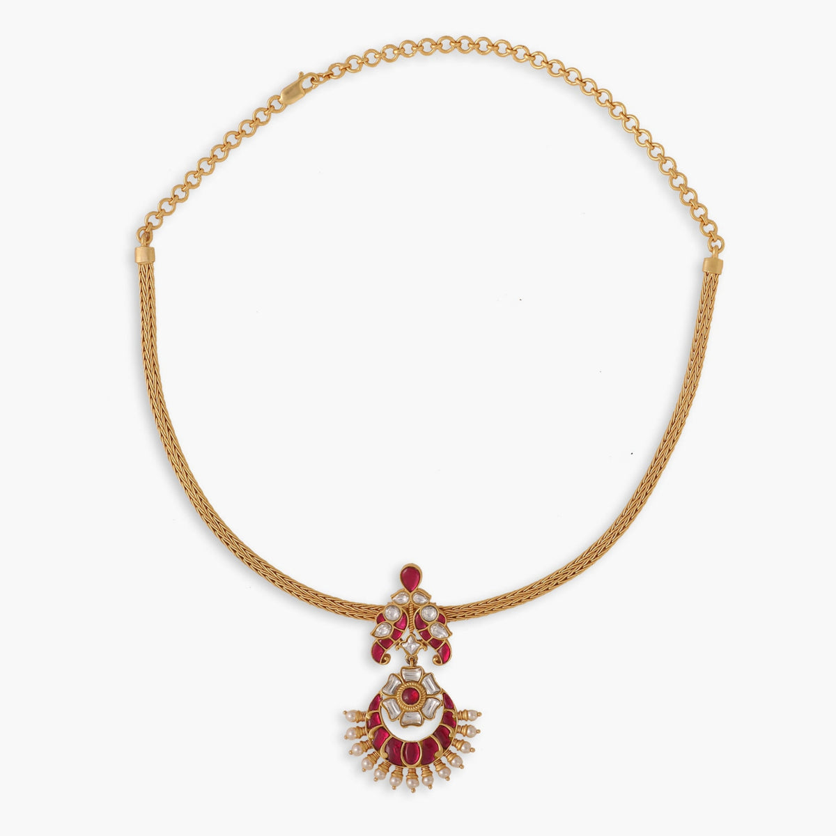Parampara Kempu Jadau Silver Hasli Necklace
