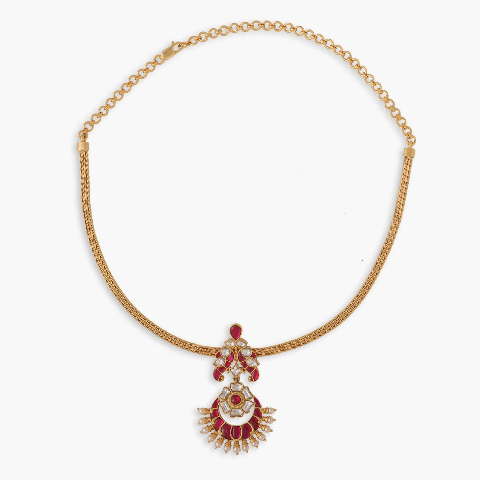 Parampara Kempu Jadau Silver Hasli Necklace