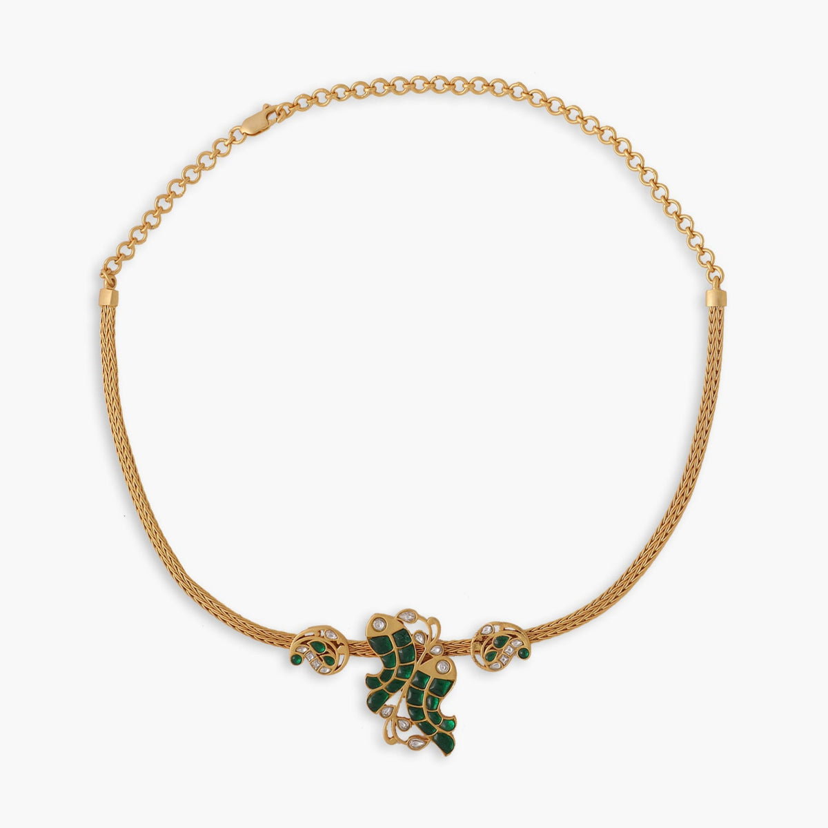 Meena Jadau Silver Hasli Necklace