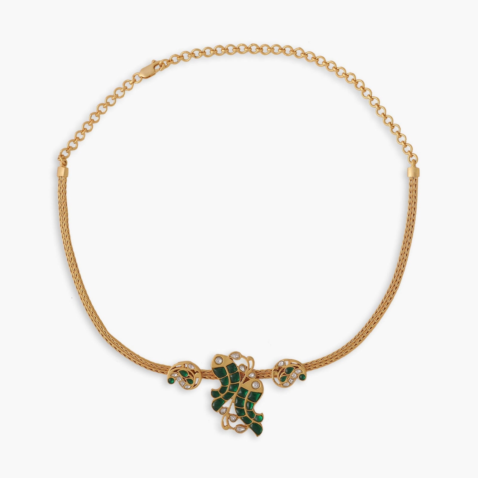 Meena Jadau Silver Hasli Necklace