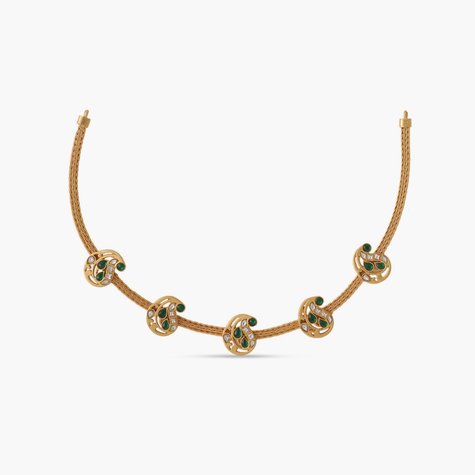 Paisley Jadau Silver Hasli Necklace