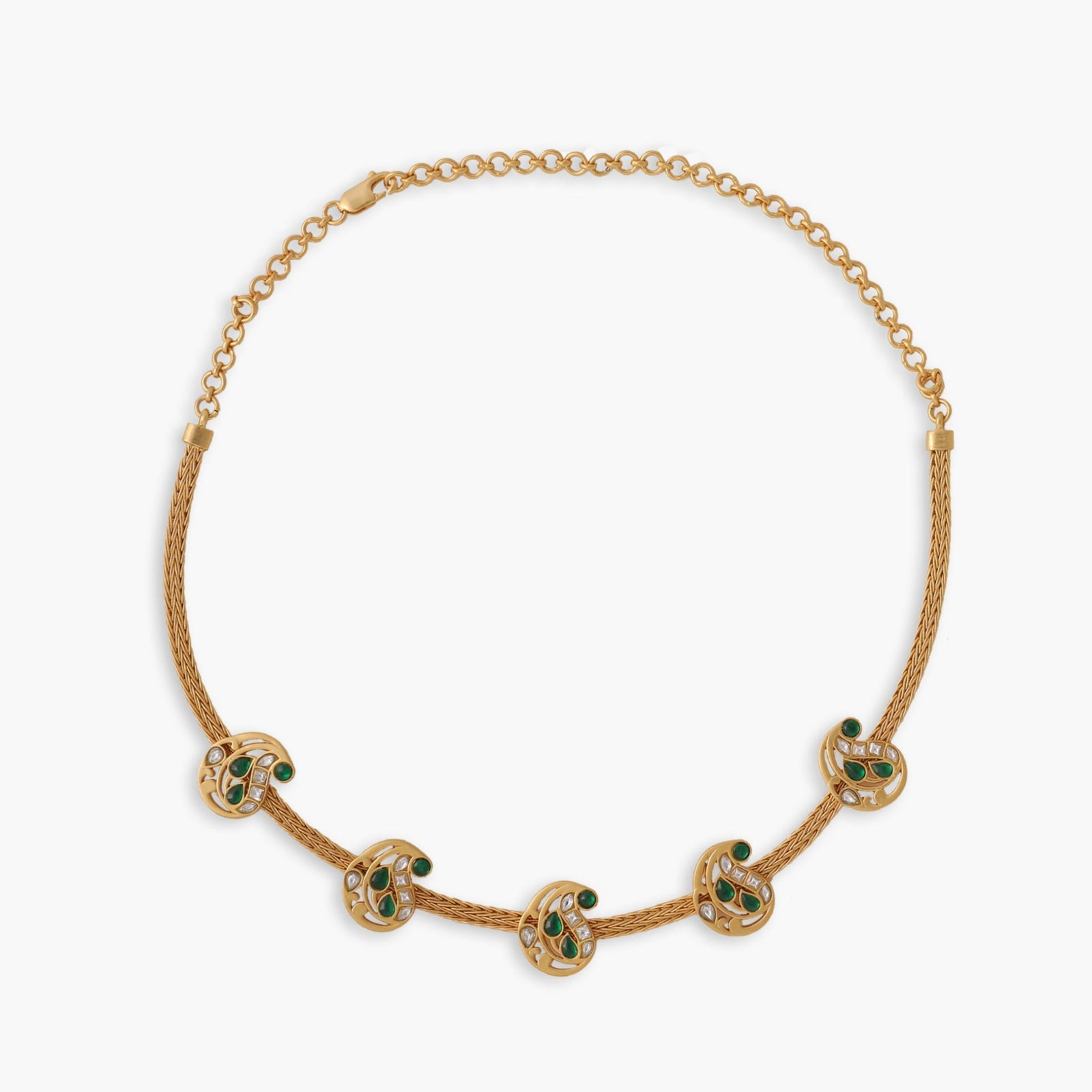 Paisley Jadau Silver Hasli Necklace