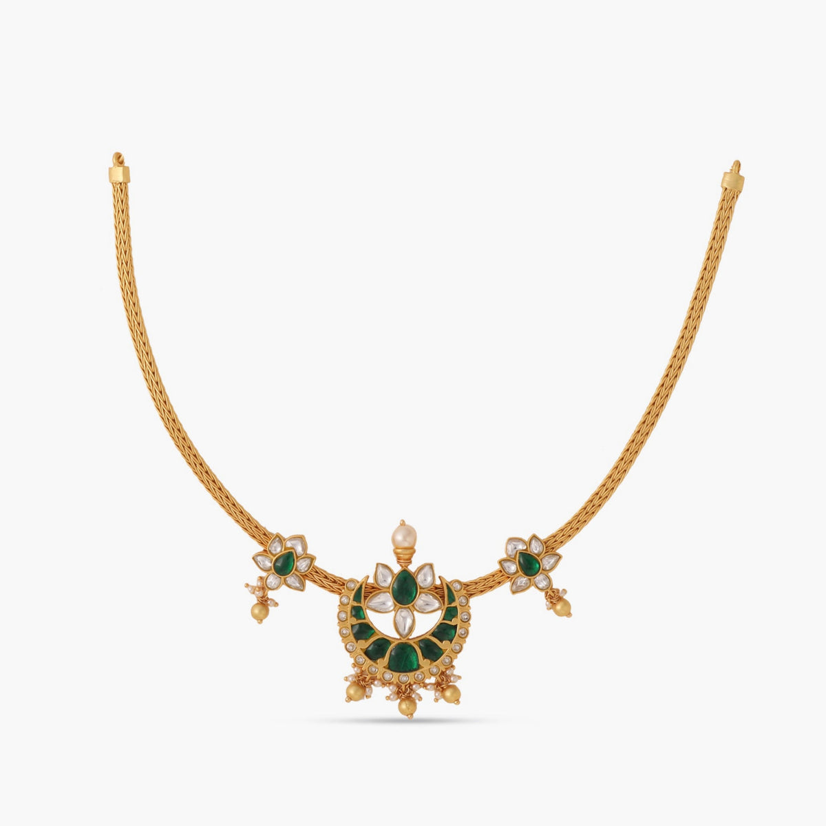 Chand Jadau Silver Hasli Necklace