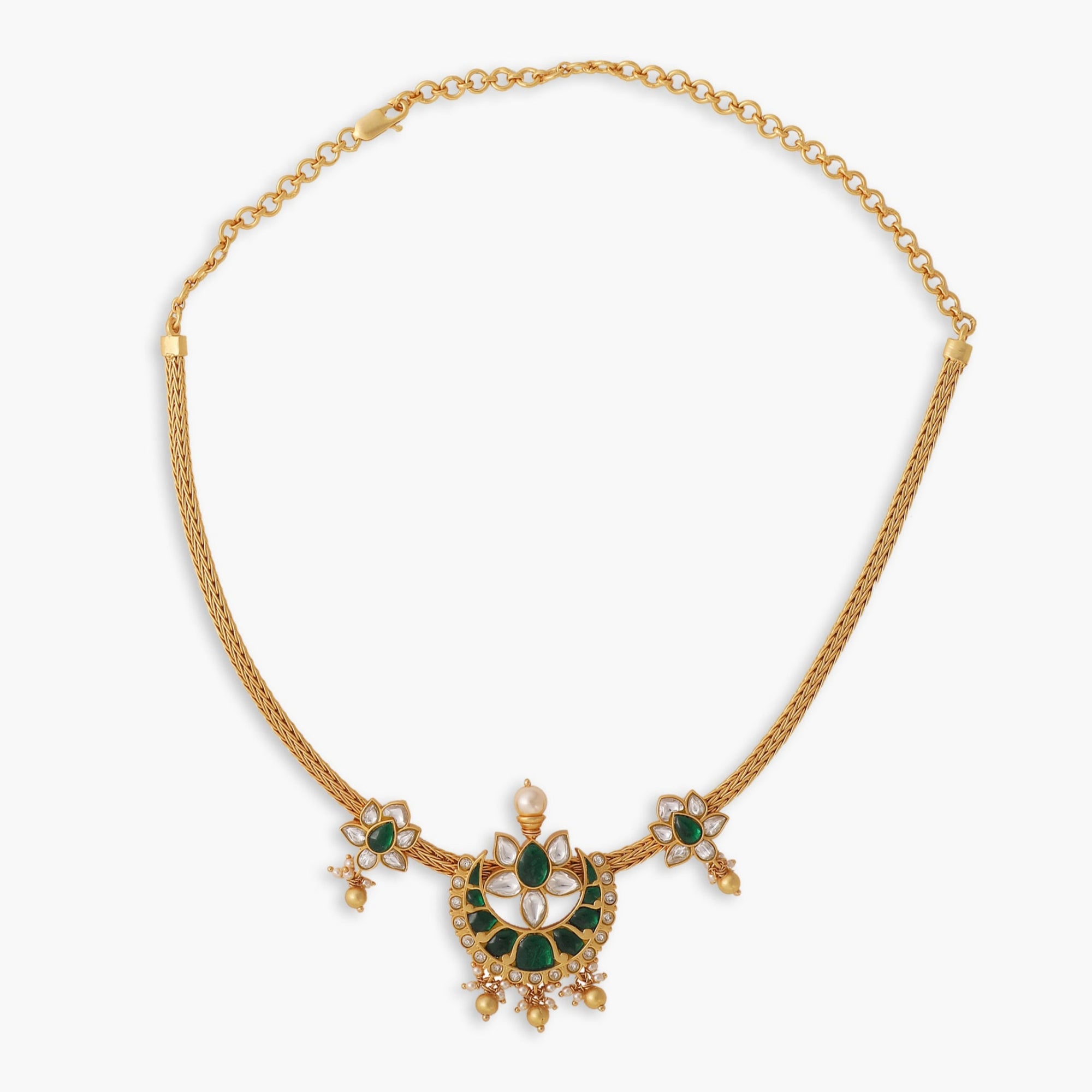 Chand Jadau Silver Hasli Necklace