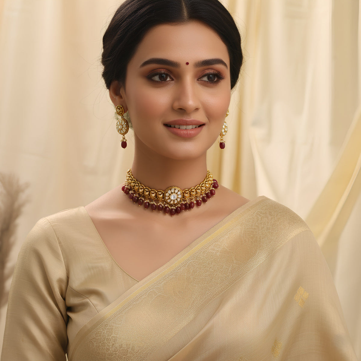 Necklaces Parinaaz Moissanite Silver Choker Set