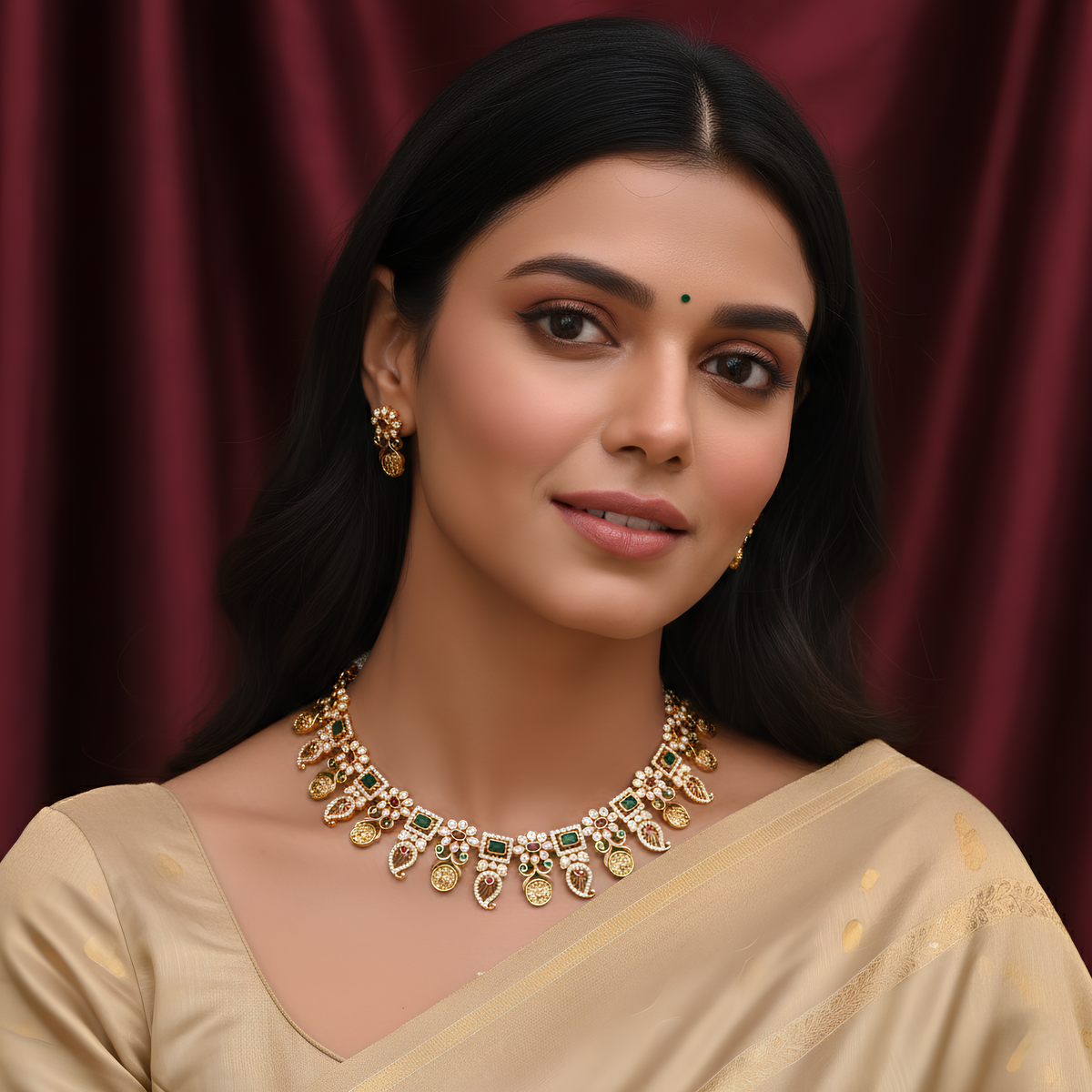 Ram Parivaar Kempu Necklace Set
