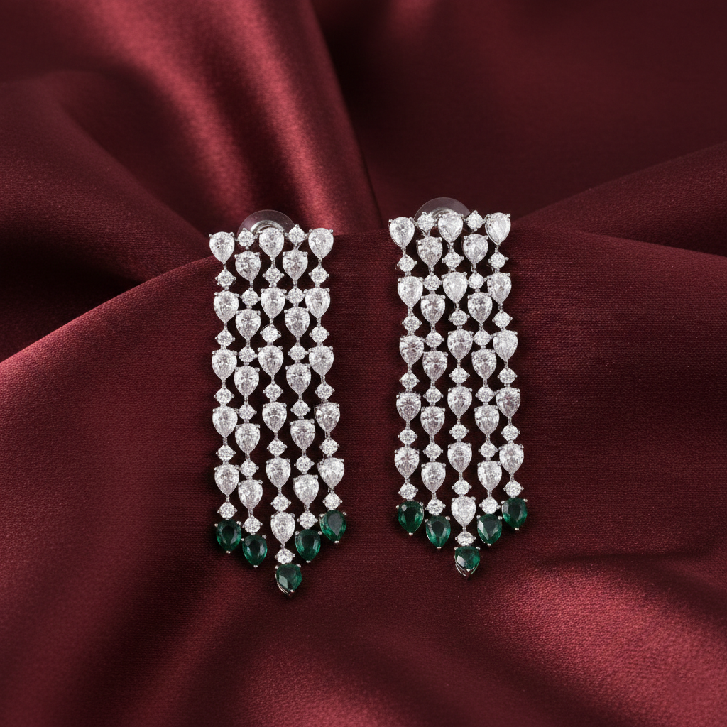 Earrings Rasika Chandelier Silver CZ Earrings