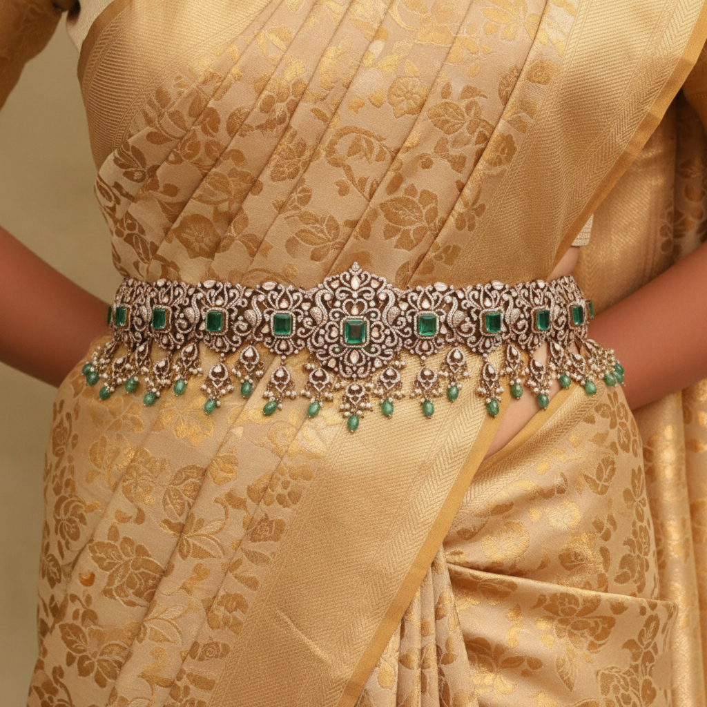 Waist Band Rasika Moissanite Silver Waist Band