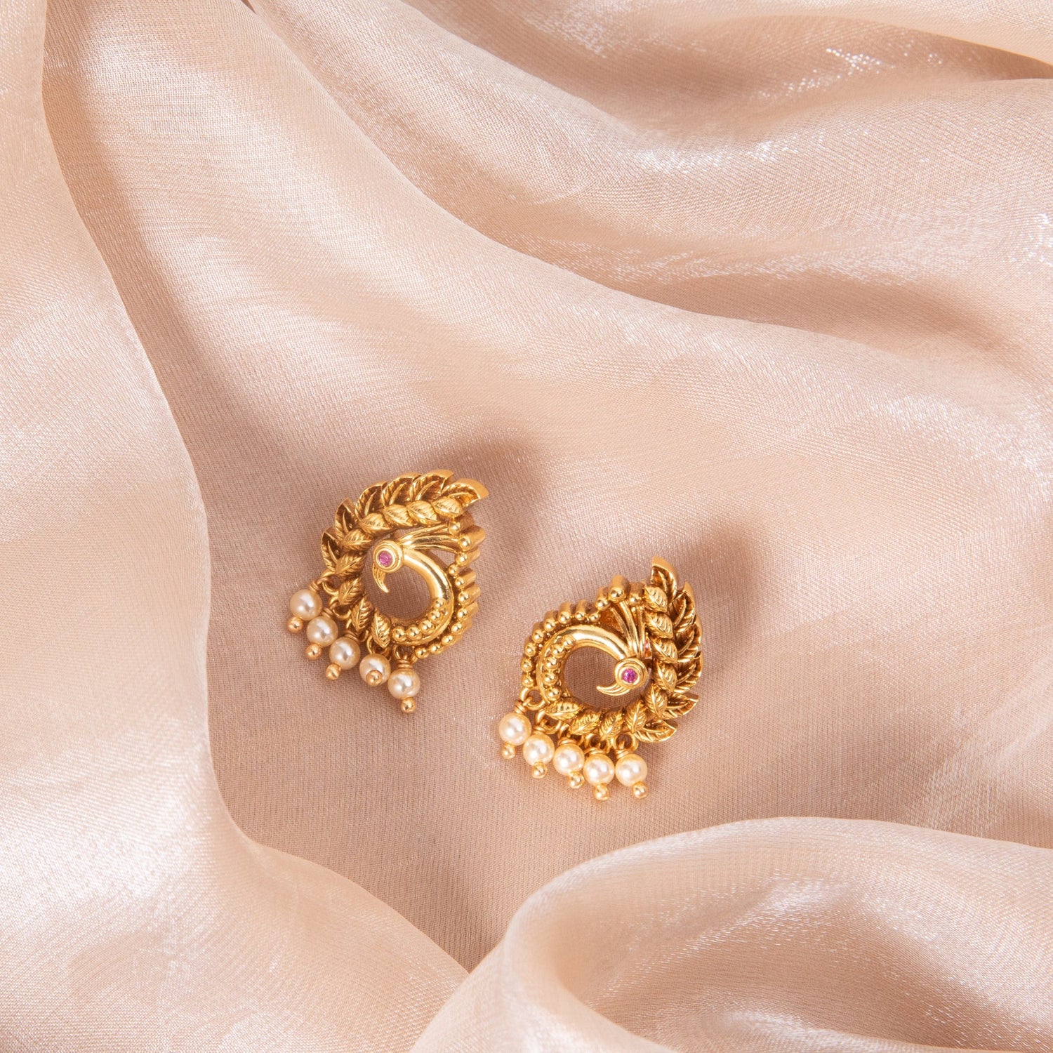 Earrings Mayil Antique Silver Stud Earrings