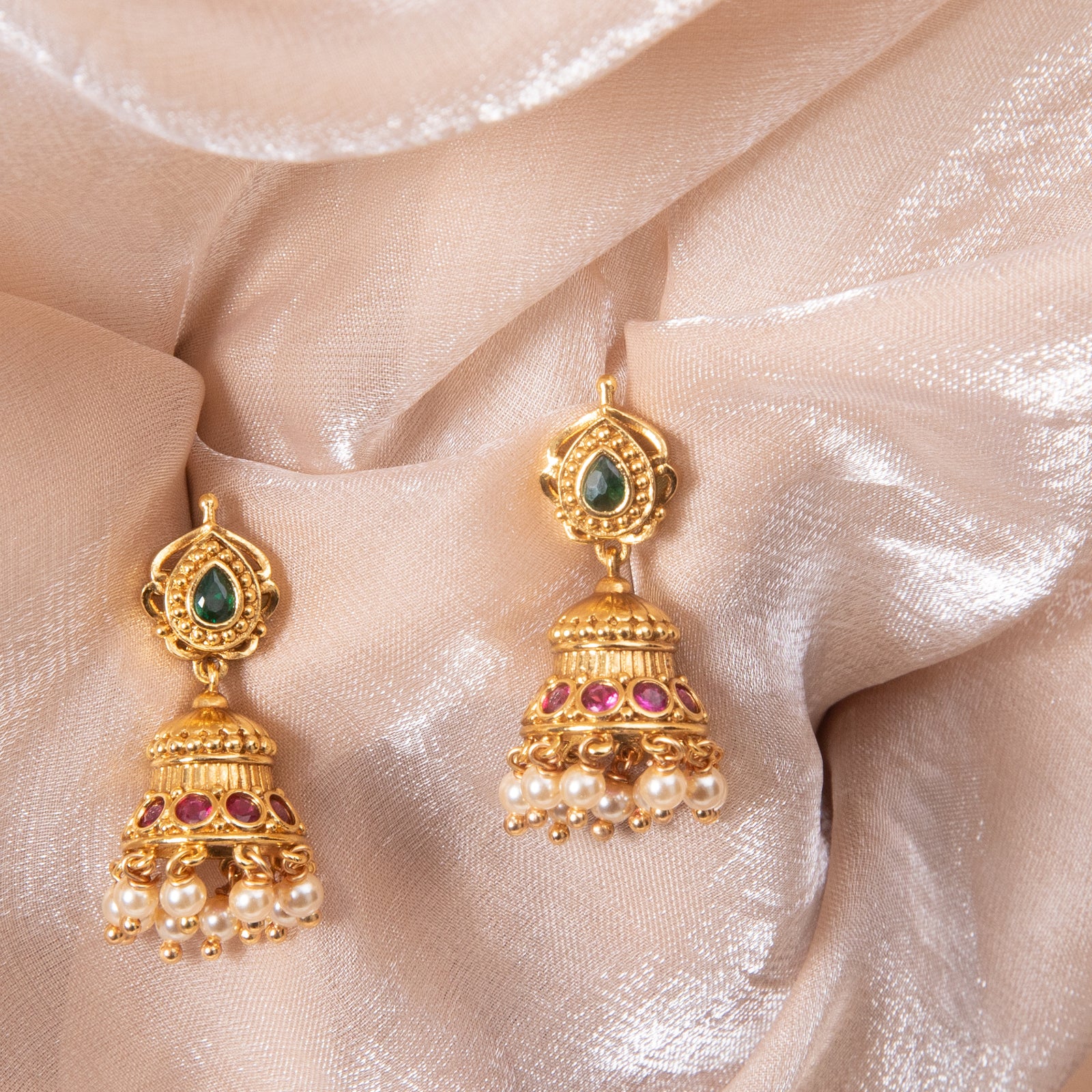 Kamala Antique Silver Jhumka Earrings