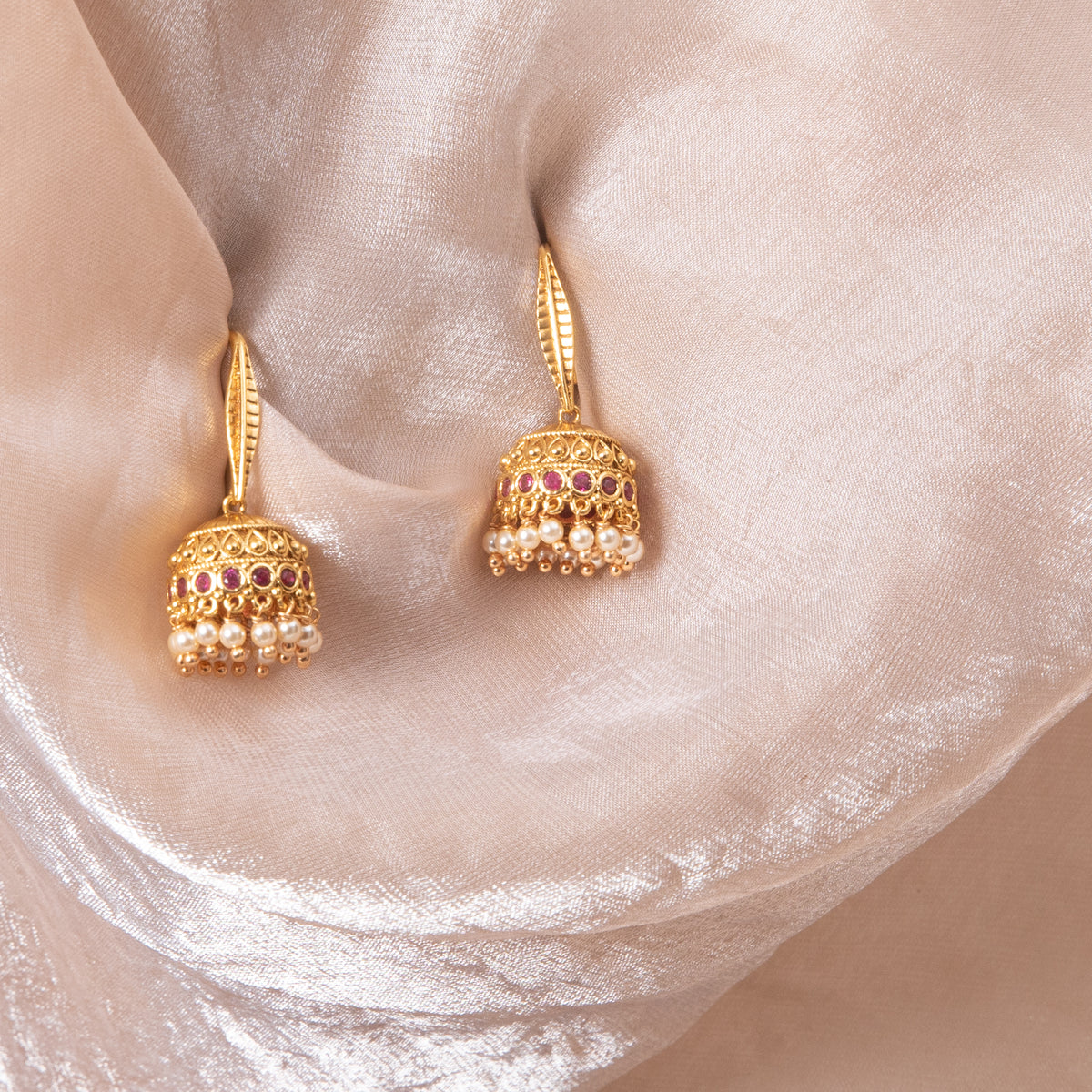 Priya Antique Silver Jhumka Earrings