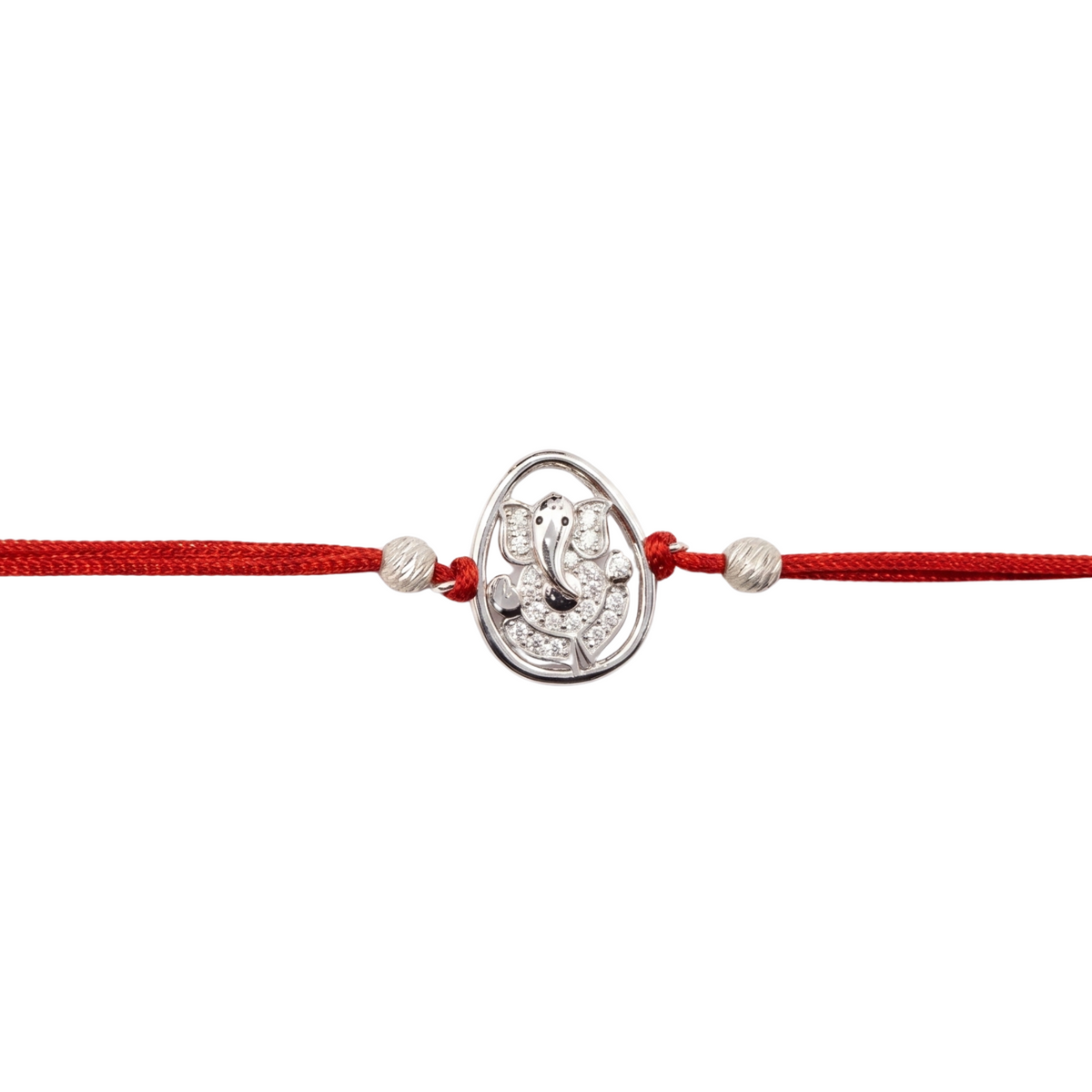 Ganesha CZ Silver Rakhi
