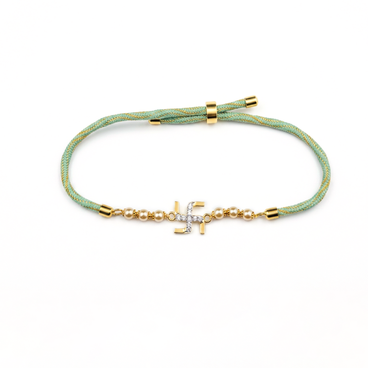 Swastik Gold Plated Silver Rakhi