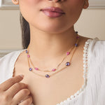 Isha Beaded Layered Silver Necklace