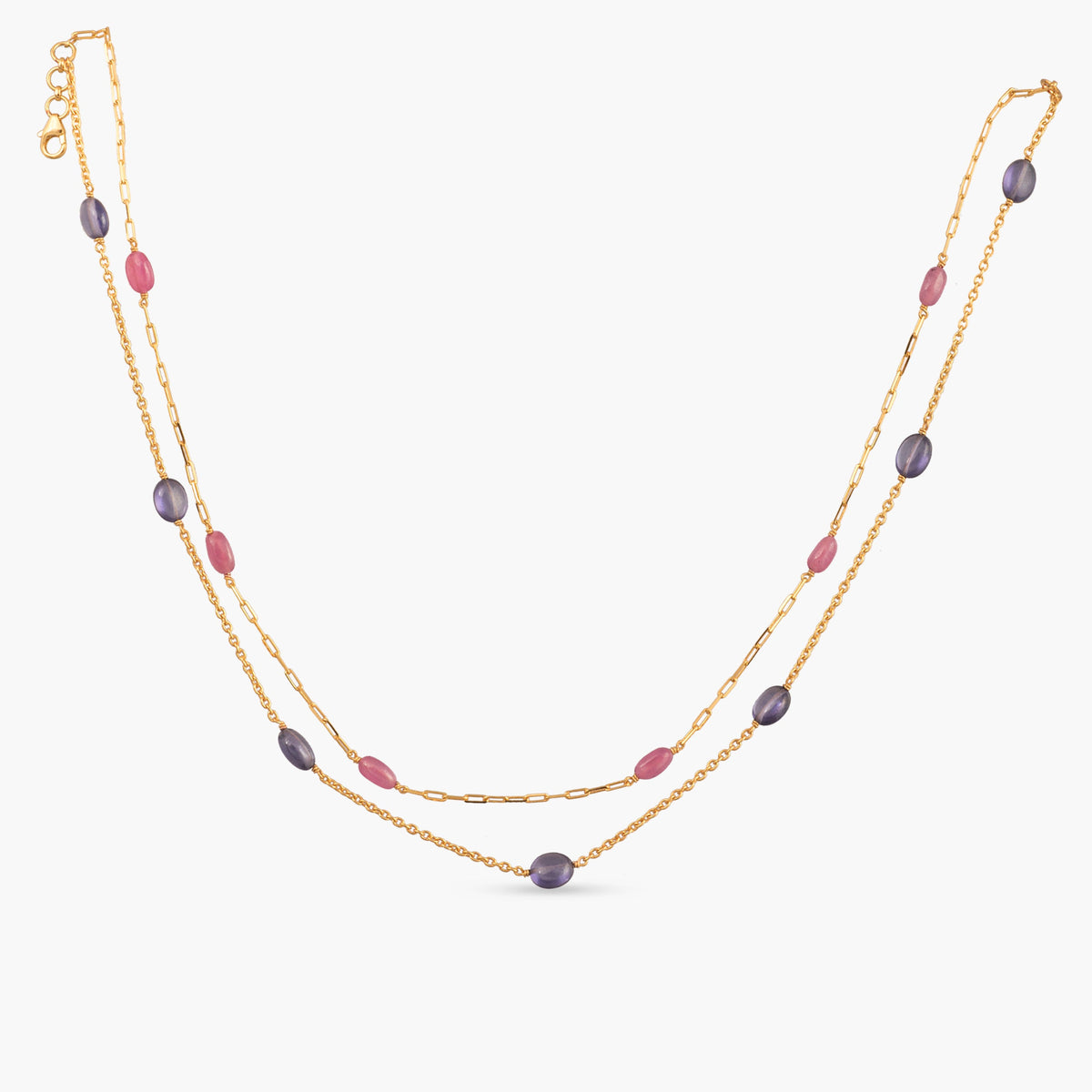 Isha Beaded Layered Silver Necklace
