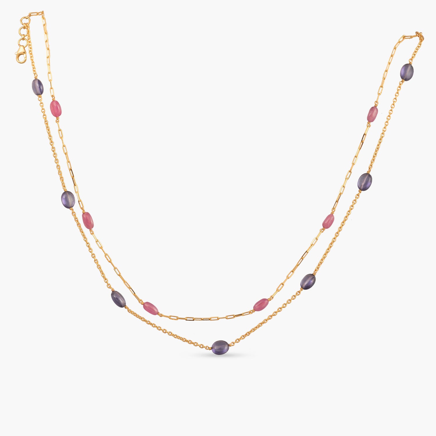 Isha Beaded Layered Silver Necklace