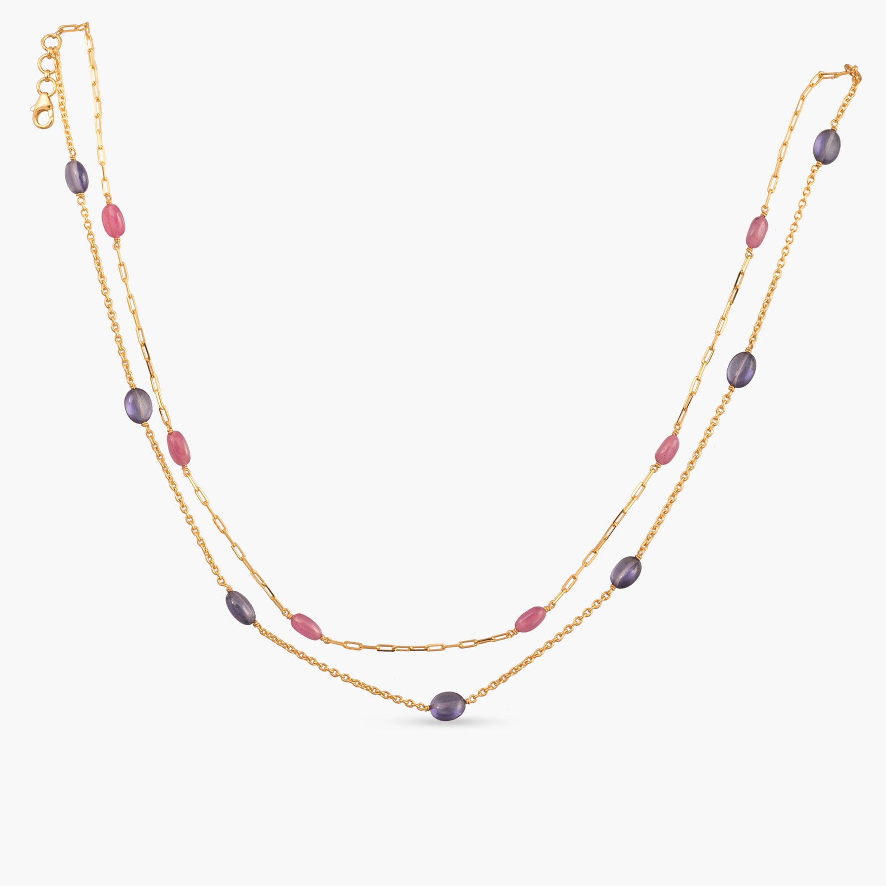 Isha Beaded Layered Silver Necklace