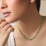 Arfa Green Beads Silver Necklace