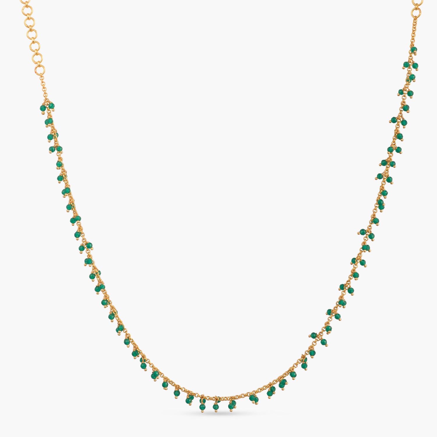 Arfa Green Beads Silver Necklace