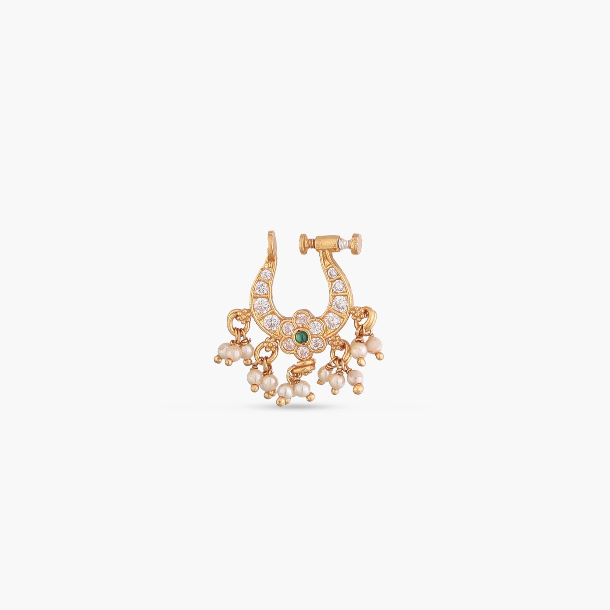 Akanksha Jadau Silver Nose Ring