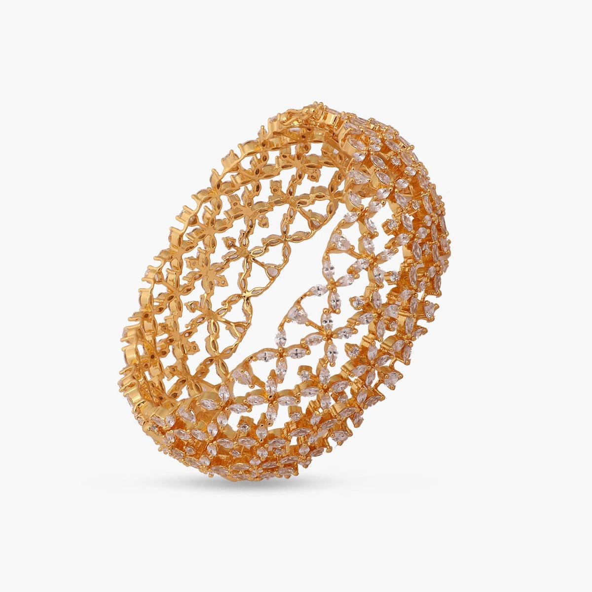 Bangles Rasika Blossoming Floral CZ Silver Bangle