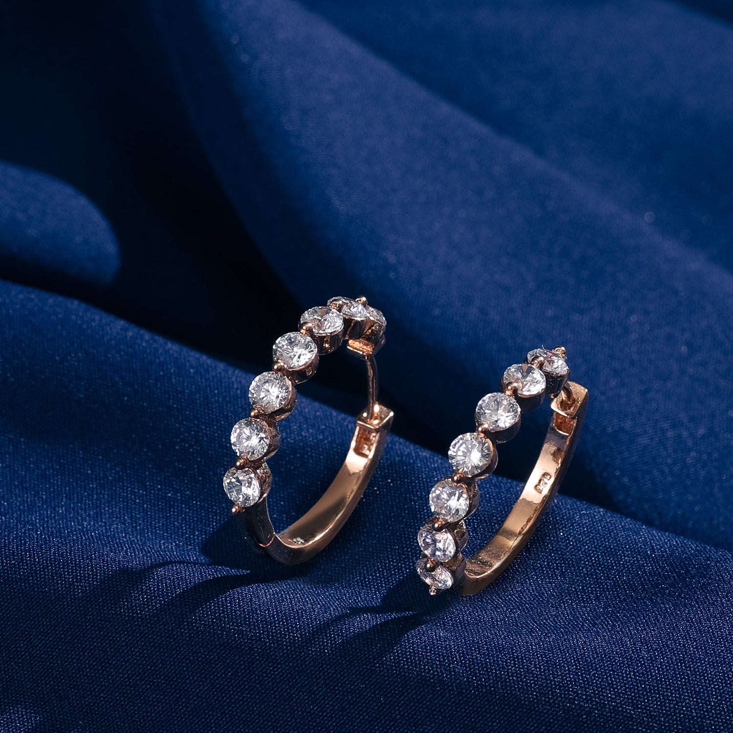 Earrings CZ Crescent Silver Hoop Earrings