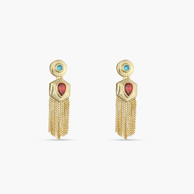 Fringe Scarlet Edge Gold Plated Silver Drop Earrings