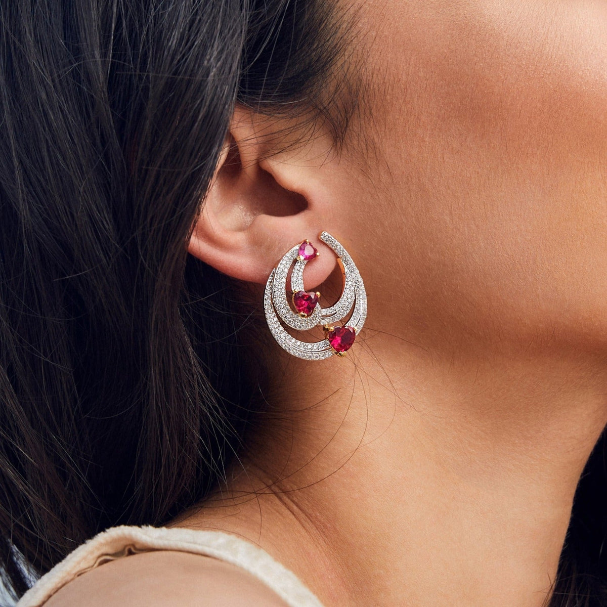 Earrings Lyra CZ Silver Hoop Earrings