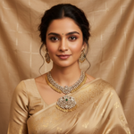 Necklaces Shreeya Coin CZ Silver Necklace Set