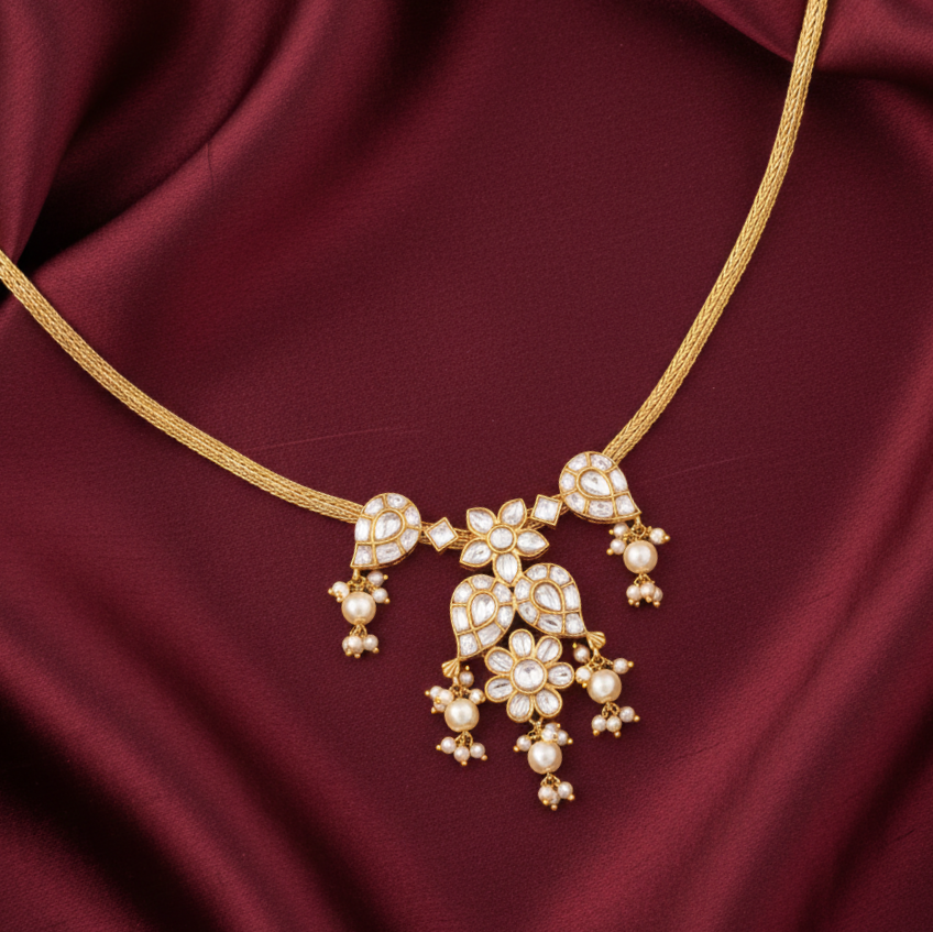 Necklaces Svarupa Jadau Silver Pendant Necklace