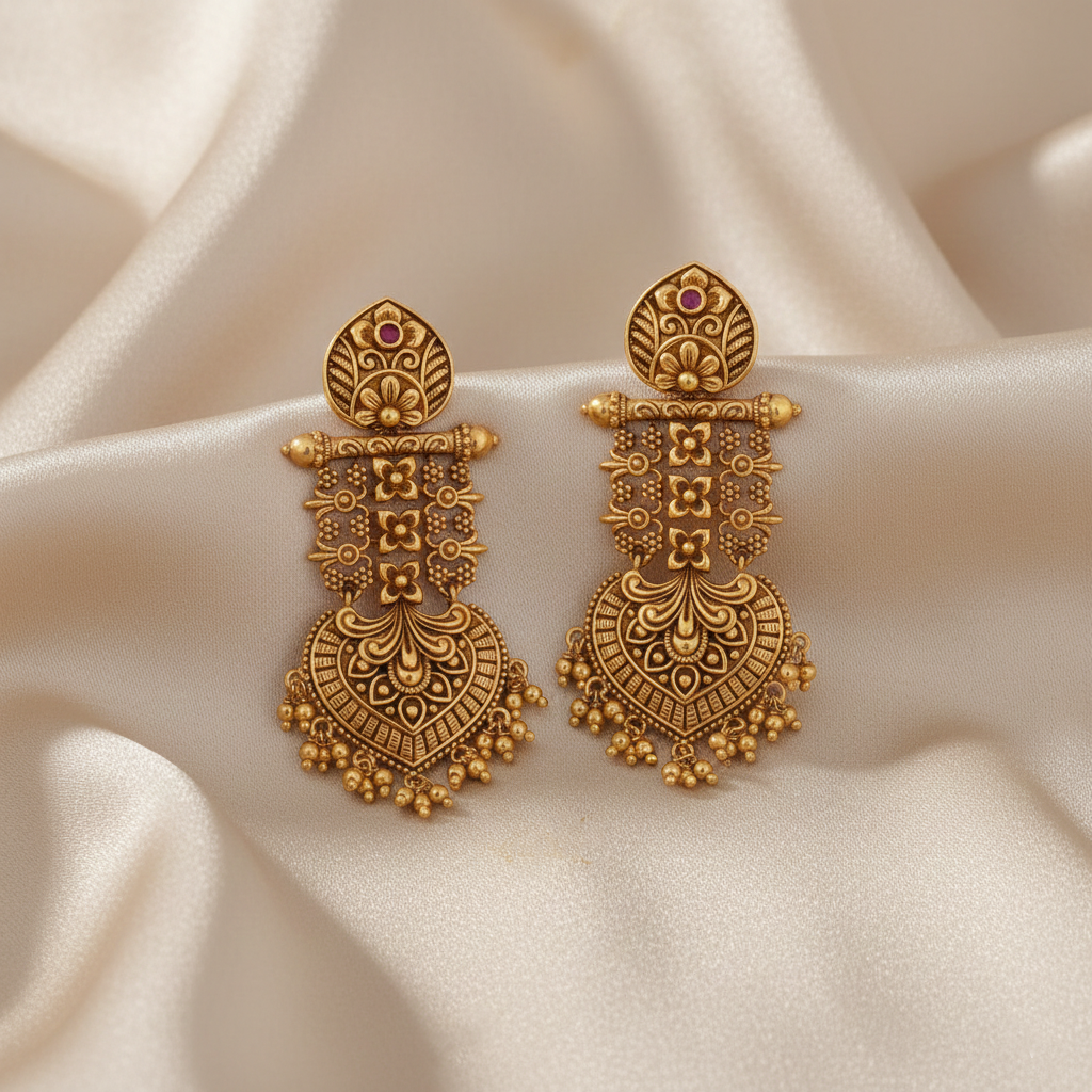 Swara Classic Drop Silver Earrings