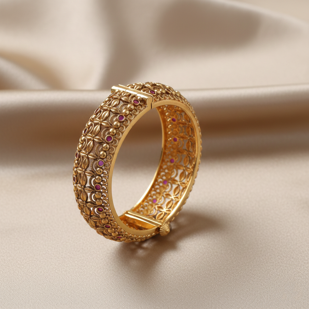 Bangle Swara Floral Filigree Silver Bangle