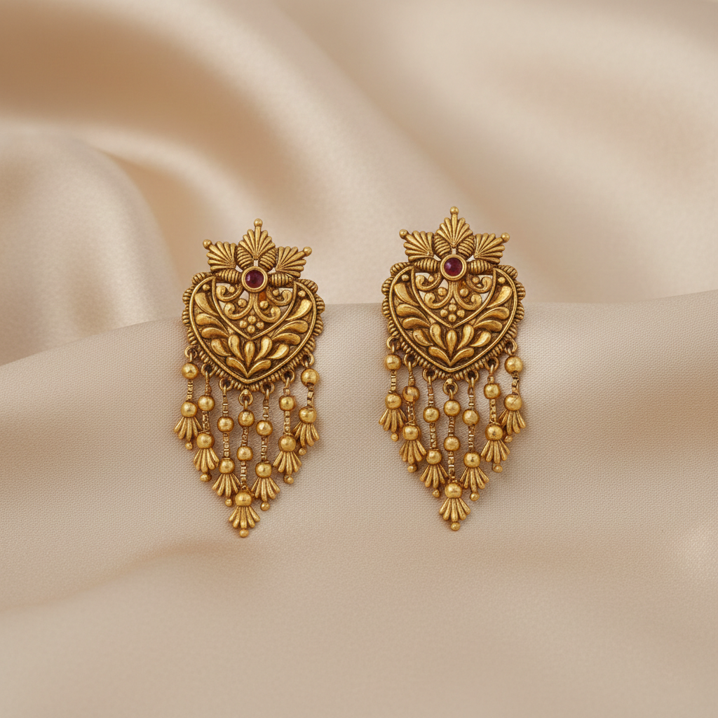 Earrings Swara Floral Frill Silver Drop Earrings