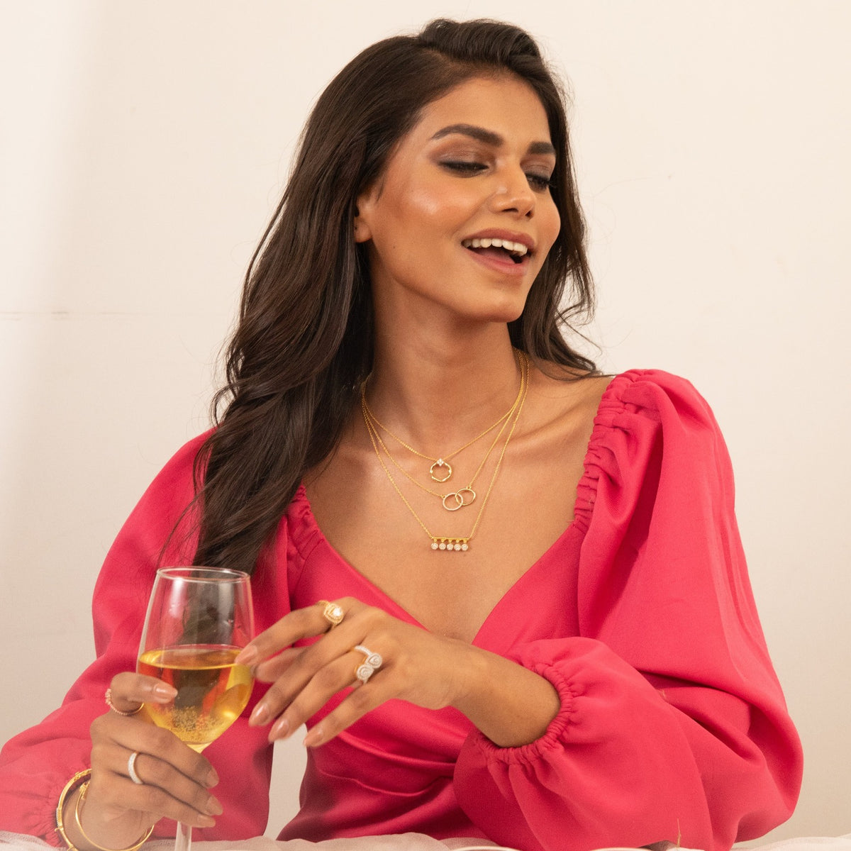 Double Motif CZ Delicate Pear Silver Finger Ring