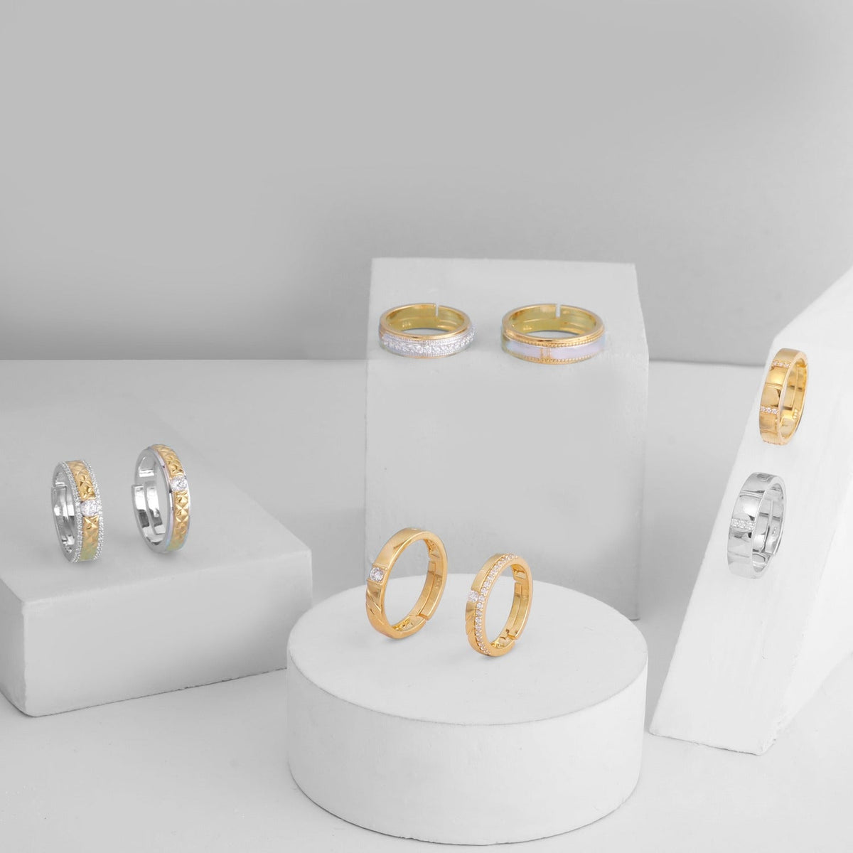 Finger Ring Love Knot CZ Silver Couple Rings