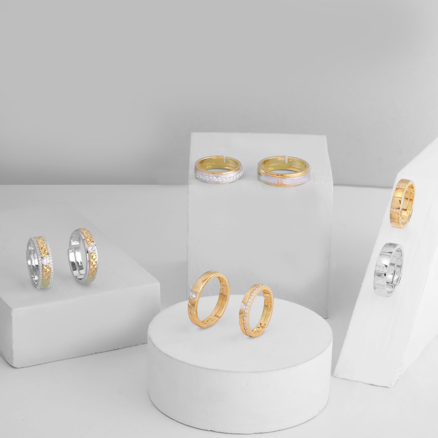 Finger Ring Love Knot CZ Silver Couple Rings