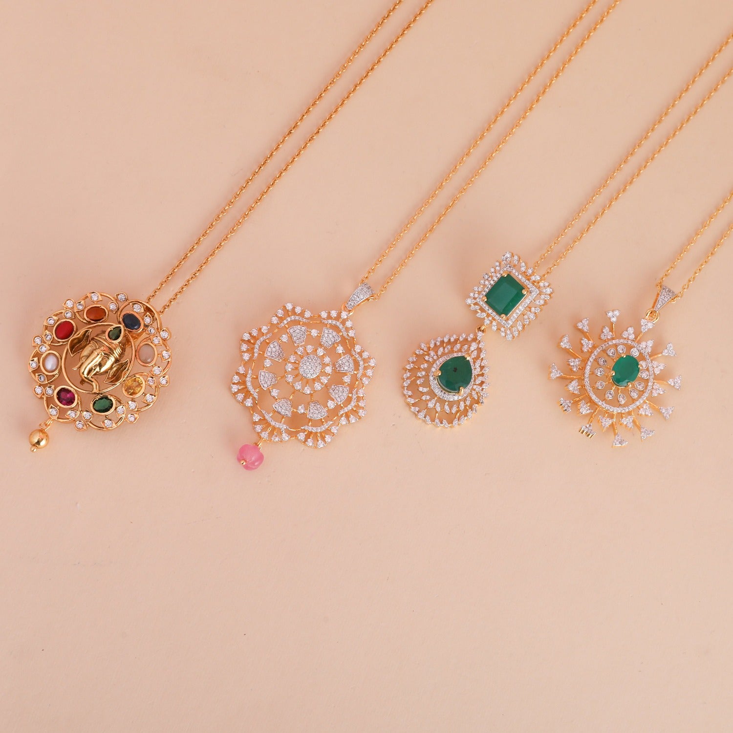 Pendants Floral Fiesta CZ Silver Pendant Set