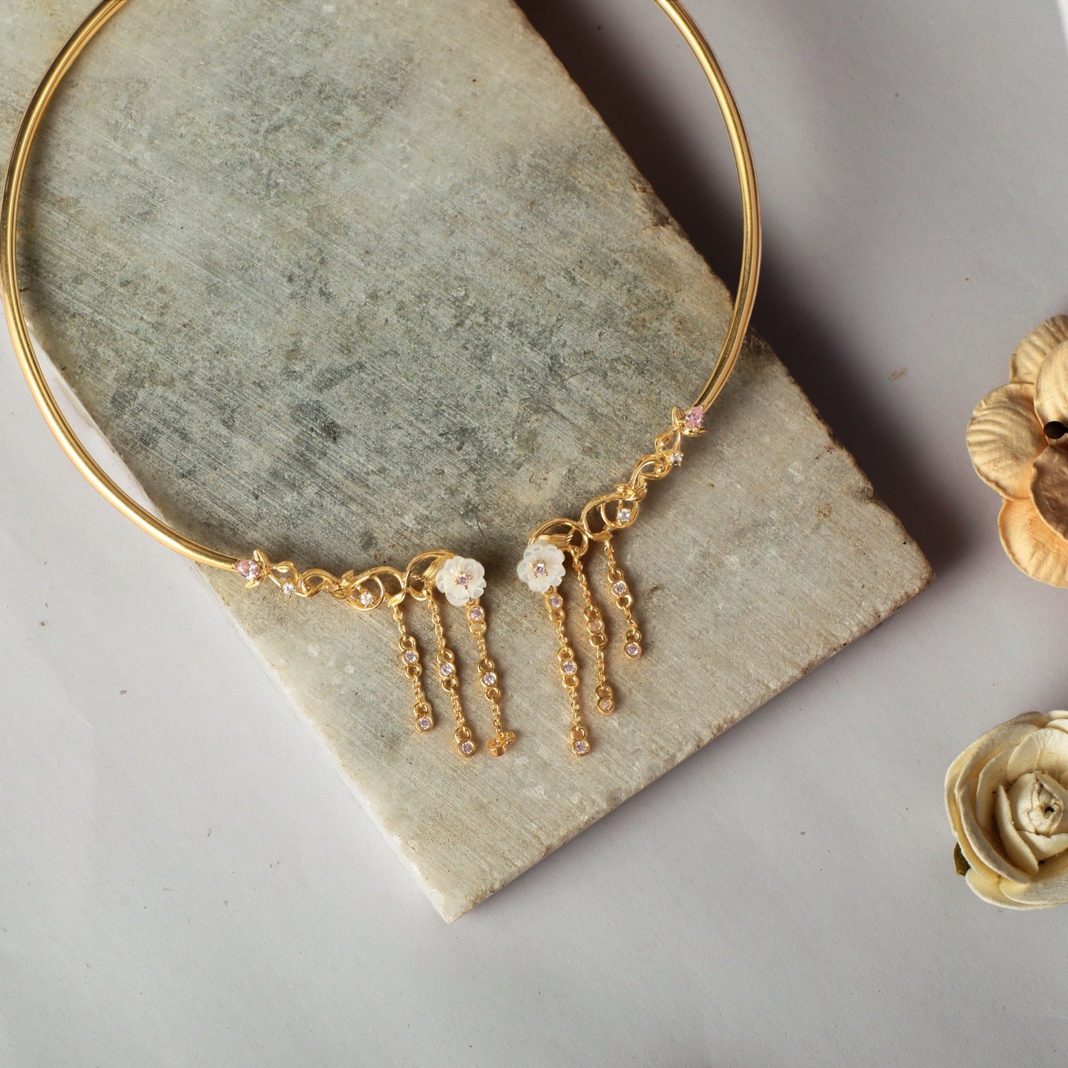 Necklaces Blossom Veil Open Front Silver Hasli Necklace