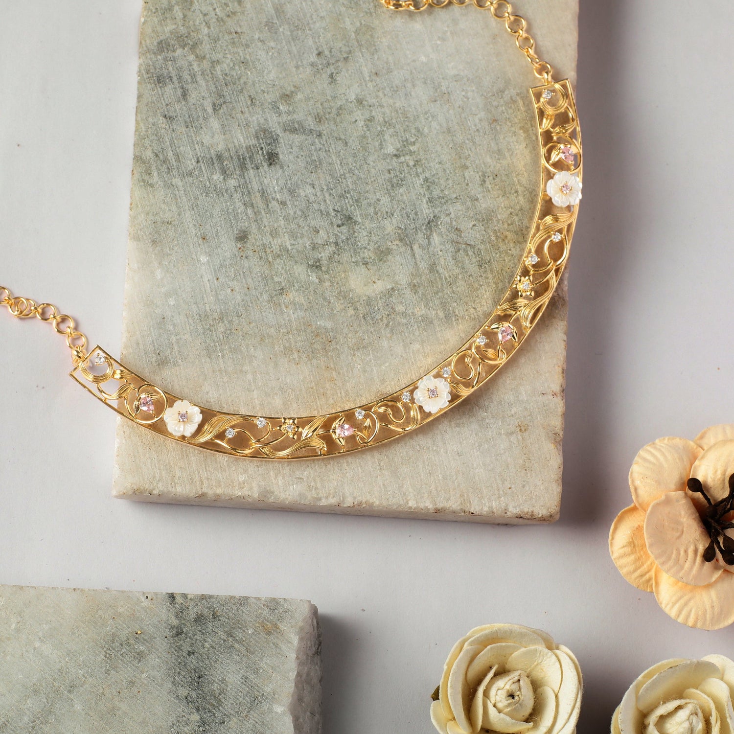 Necklaces Blossom Veil Statement Silver Hasli Necklace